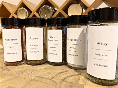 Full Set Custom Spice Jar Labels Minimalist And Modern Spice Jar Rack