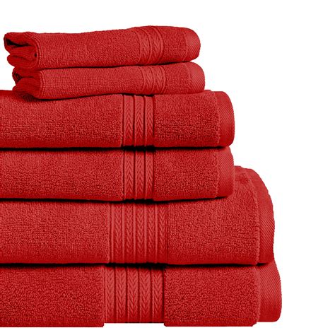 Summit 6 Piece 100 Cotton Bath Towel Set In Red