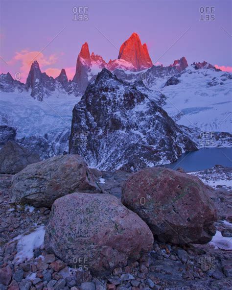 Alpenglow On The Fitz Roy Massif In Los Glaciares National Park