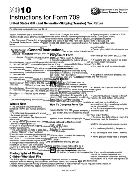 Instructions For Form 709 United States T And Generation Skipping
