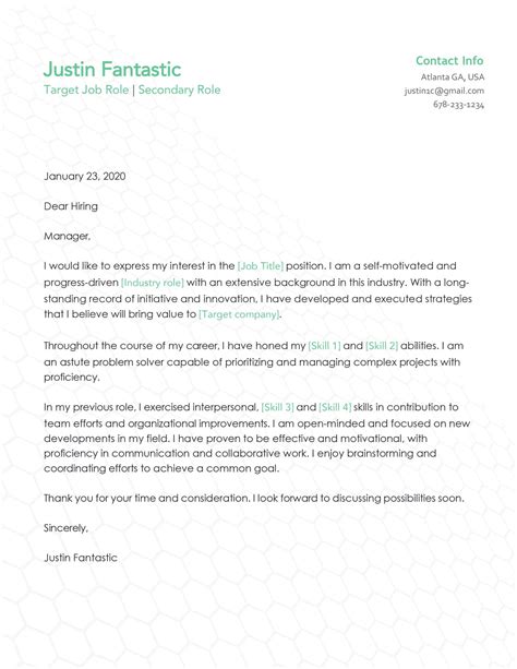 A good application letter can achieve both goals for you. Cover letter Example for job application, Free Sample ...