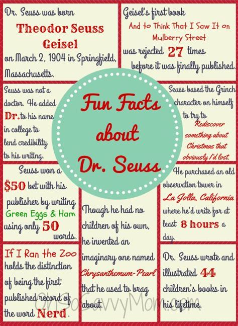 Fun Facts About Dr Seuss You Probably Didnt Know Free Printable