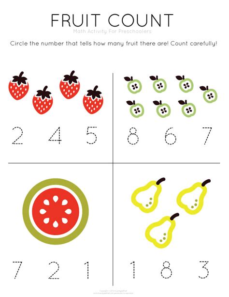 Free Pre K Math Printables