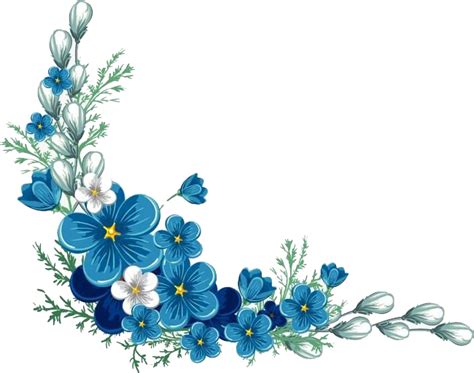 Floral Blue Frame Png Scarica Immagine Png All