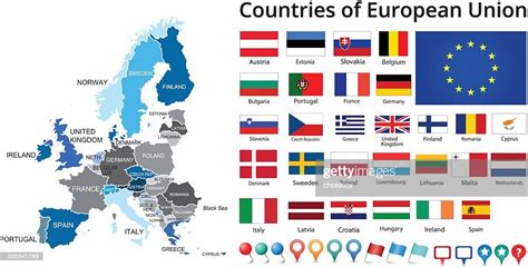Countries Of European Union Flags And Maps High Res Vector Graphic