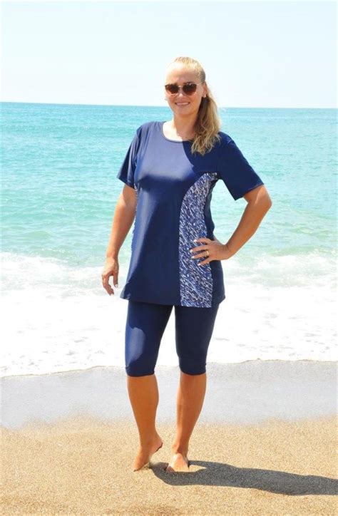 Blue Comfort Half Coverage Modest Swimwear Burkini Remsa Modest Swimwear Modest Outfits
