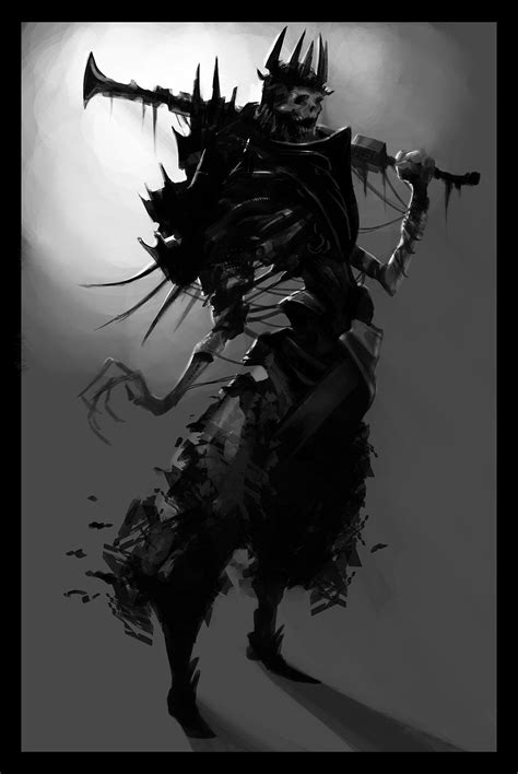 Skeleton King Sketch Alexandre Chaudret Dark Fantasy Art Skeleton