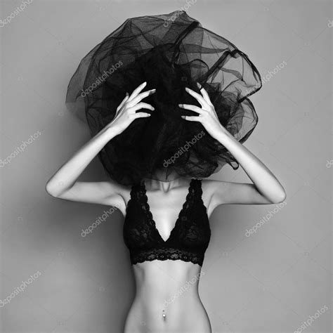 Nude Woman Under The Black Veil Stock Photo By Photoagents