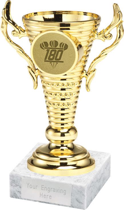 Darts 180 Trophy Cup On White Marble Base Gold 125cm 5