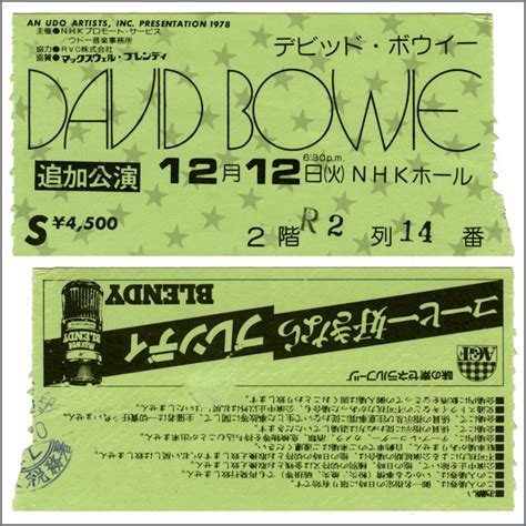 B30903 David Bowie 1978 Nhk Hall Tokyo Concert Programme And Ticket