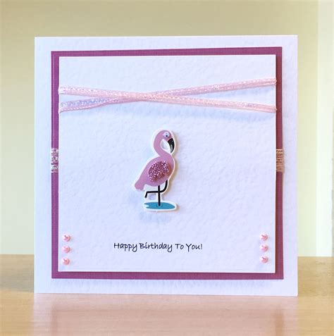 Birthday Card Handmade Flamingo Embellishment For More Of My Cards Please Visit