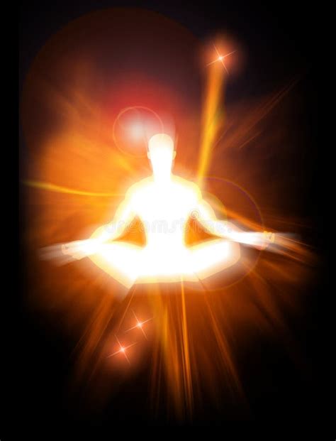 Human Energy Body Aura Chakra In Meditation Stock Illustration