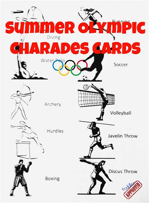 Summer Olympic Charades Toddler Approved Kids Olympics Summer