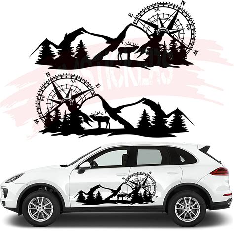 Fochutech Cool Car Stickers For Men Compass Mountain Big Car Decals
