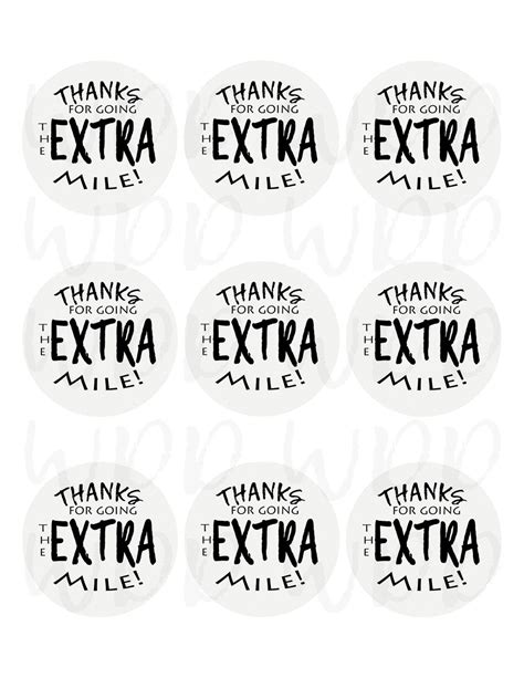 Thank You Extra Mile Printable Instant Download Etsy