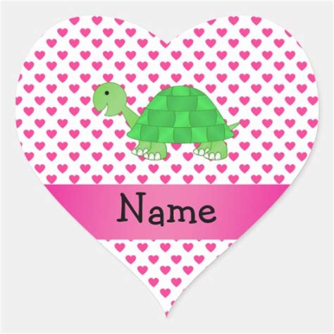 Personalized Name Cute Turtle Heart Sticker Zazzle