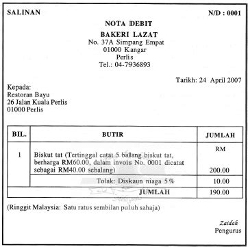 Ada akaun yang berbaki debit dan ada yang berbaki kredit, iaitu : Nota Debit | Cg Narzuki Online