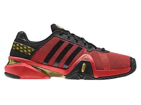 Adidas Mens Adipower Barricade 8 Tennis Shoes Blackhi Res Redgold