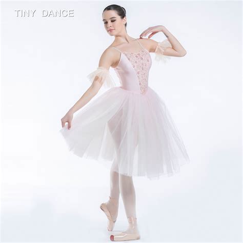 Pale Pink Romantic Length Ballet Dance Tutu Camisole Leotard Dress Adult Girls Ballerina Dance