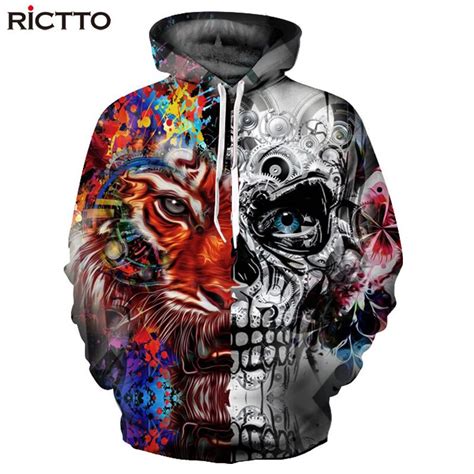 Rictto New Fashion 3d Hoodies Menwomen 3d Sweatshirts Print Skulls
