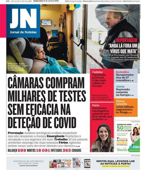 Capa Jornal De Notícias 16 Abril 2020 Capasjornaispt