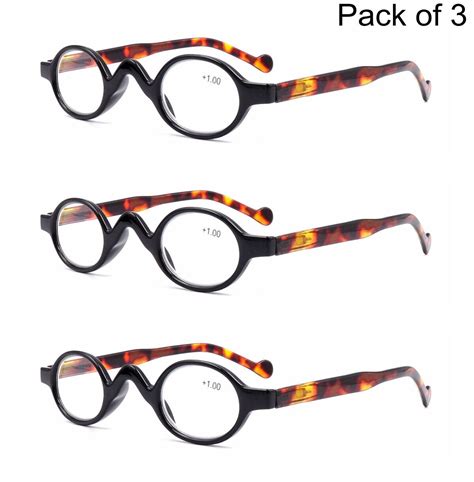 3 Pack Vintage Retro Small Round Oval Reading Glasses 10 15 20 25 30 35 Reading Glasses