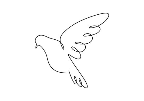 Paloma dibujo de una línea pájaro continuo dibujado a mano volando animal bueno para carteles