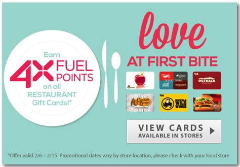 See gift card for terms and applicable fees. Kroger: 4x Fuel Points on Restaurant Gift Cards | How to Have it All