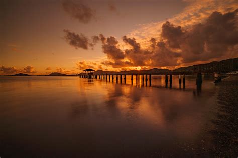 Wallpaper Sunset Pier Sea Horizon Hd Widescreen High Definition