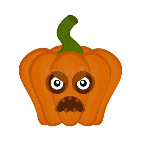 Angry Halloween Pumpkin Cartoon Character Stock Vector Illustration