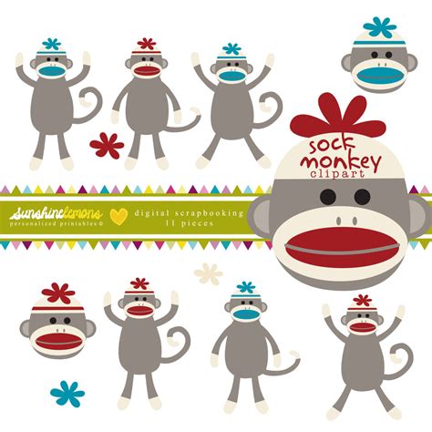 Sock Monkey Clipart Monkey Clipart Clipart Set Of 11