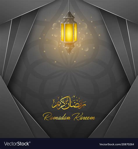 Ramadan Kareem Greeting Card Template With Lantern