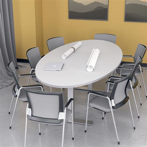 8 Person Oval Conference Table With Metal T Post Legs Harmony