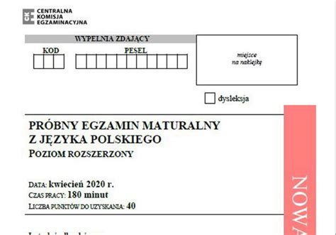 Zestaw zadań dla uczniów słabowidzących ; Matura próbna 2020 język polski - rozszerzony - Super Express