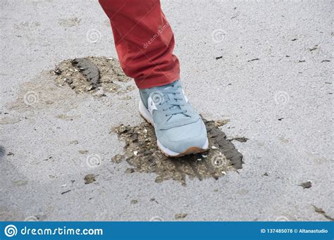 Andiamo ad assaggiare il coffee luwak! La Cacca Accade Piede Maschio In Scarpa Di Sport Sulla ...