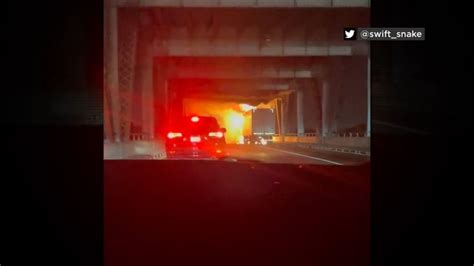 Richmond San Rafael Bridge Fire Tense Video Shows Driver Stuck Behind