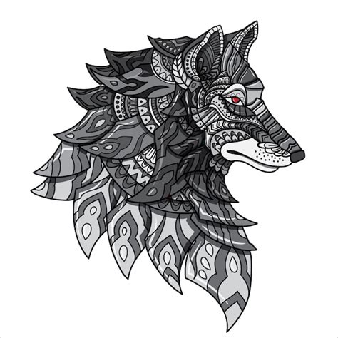 Premium Vector Hand Drawn Doodle Zentangle Wolf Illustration Vector