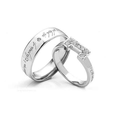 Lord Of The Rings Wedding Rings Elvish Engraved Wedding Rings