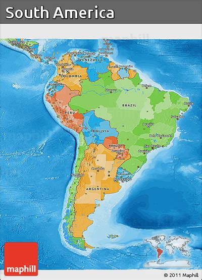 Free Political 3d Map Of South America
