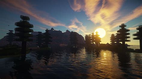 Realistic Minecraft Shaders Minecraft Sunset Hd Wallpaper Pxfuel