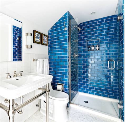 Blue Tiles For Small Bathroom Small Bathroom Tiles Bathroom Paint