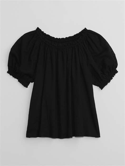 Relaxed Boatneck Puff Sleeve Top Gap Factory