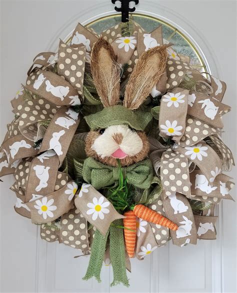 Easter wreath Easter bunny decor front door wreath Easter | Etsy | Easter mesh wreaths, Easter ...