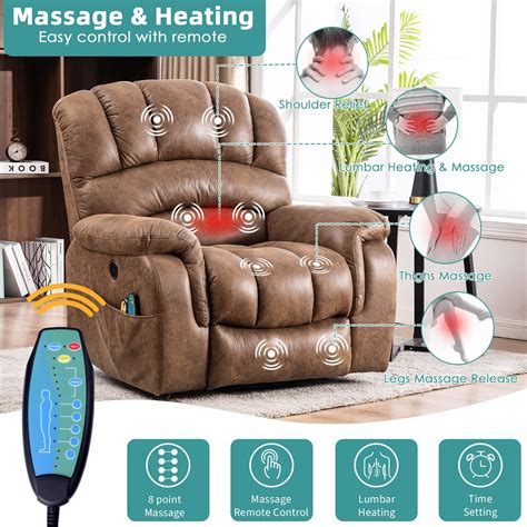 Buy Meetwarm Large Power Lift Electric Recliner Chair With Massage And Heat Overstuffed Wide