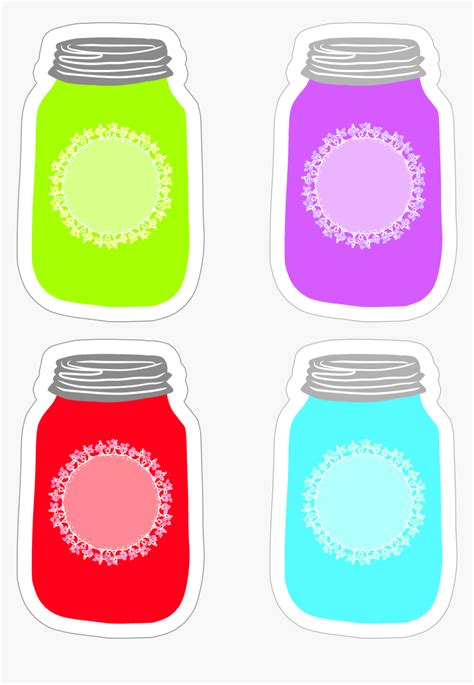 Mason Jar Clipart Coloring Colored Mason Jars Clipart Hd Png