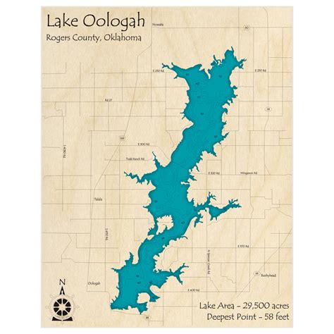 Lake Oologah 3d Custom Wood Map Lake Art Llc