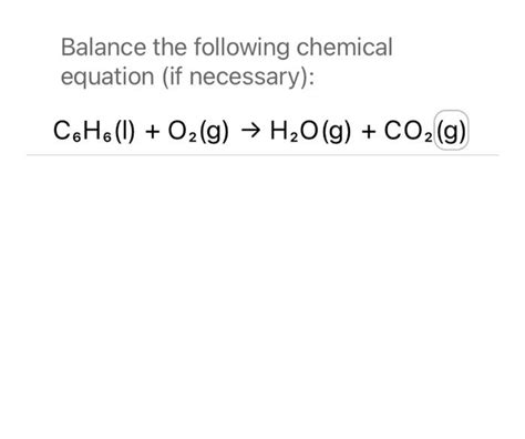 Solved Balance The Following Chemical Equation If