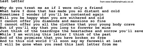 Willie Nelson Song Last Letter Lyrics