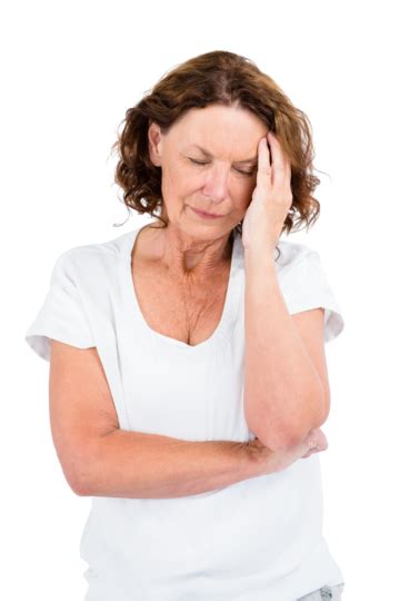 Mature Woman With Head In Hand Patient Headache Migraine Medical Png