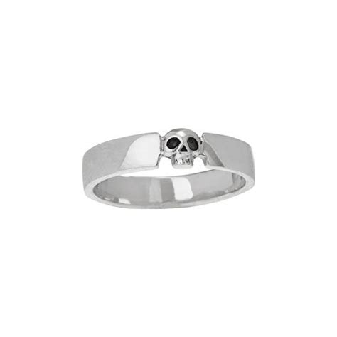 Sterling Silver Recessed Skull Band Ring The Silver Room